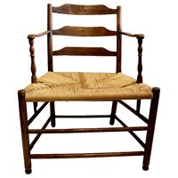 WC-1387z: Early 19th Century Country French Ladder-Back Arm Chair