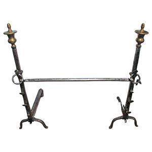 WFE-250z: Late 19th Century English Brass &amp; Iron Andirons - a Pair