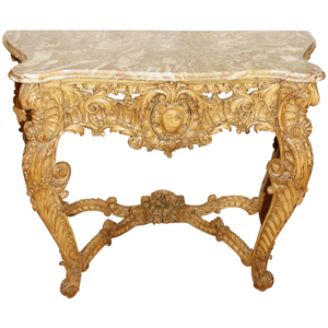 WOT-2360z: Mid 19th Century Italian Marble Top Console Table