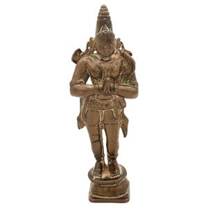 WBR-248z: 19th Century Small Serene Bronze Hindu God Statue
