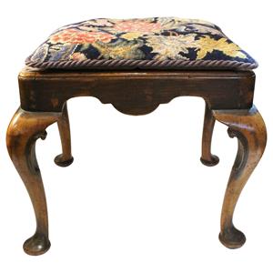 WC-1390z: Circa 1880 Queen Anne Style Footstool or Small Bench, English