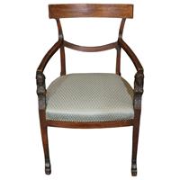 WC-1394z: Early 19th Century Empire Period Fauteuil (or Open Arm Chair), French