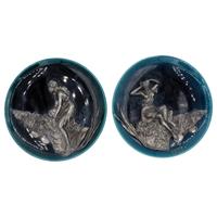 WCI-8409z: Dated 1877 Pair of Majolica Plates