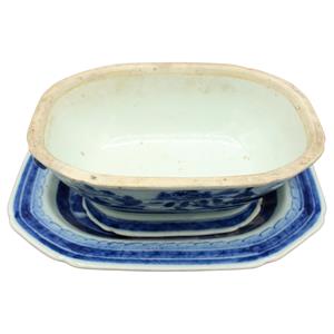 WCI-8486z: Circa 1780-1800 Tureen with Associated Stand, Blue Canton, Chinese Export