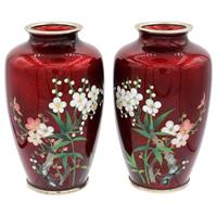 WCL-235z: Mid-20th Century Pair of Japanese Cloisonné Vases