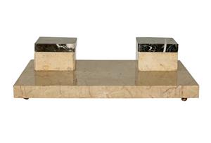 WDA-1542: Early 20th Century Minimalistic Marble Double Ink Stand