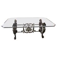 WDT-491z: Early 20th Century Beaux-Arts French Glass Top Dining Table