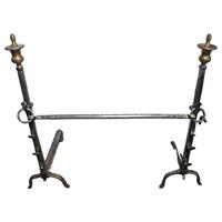 WFE-250z: Late 19th Century English Brass & Iron Andirons - a Pair