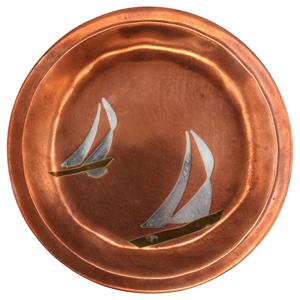 WMI-3622z: Calling Card Tray Featuring Racing Yachts, circa 1950s by Los Costillo, Taxco