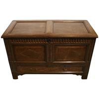 WOF-2563: Early 18th Century Inlaid & Carved English Coffer