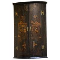 WOF-2573z: Mid-18th Century Chinoiserie Hanging Corner Cupboard