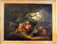 WP-2263z: Late 18th Century Oil Painting "The Gypsy Family Encampment" by George Morland